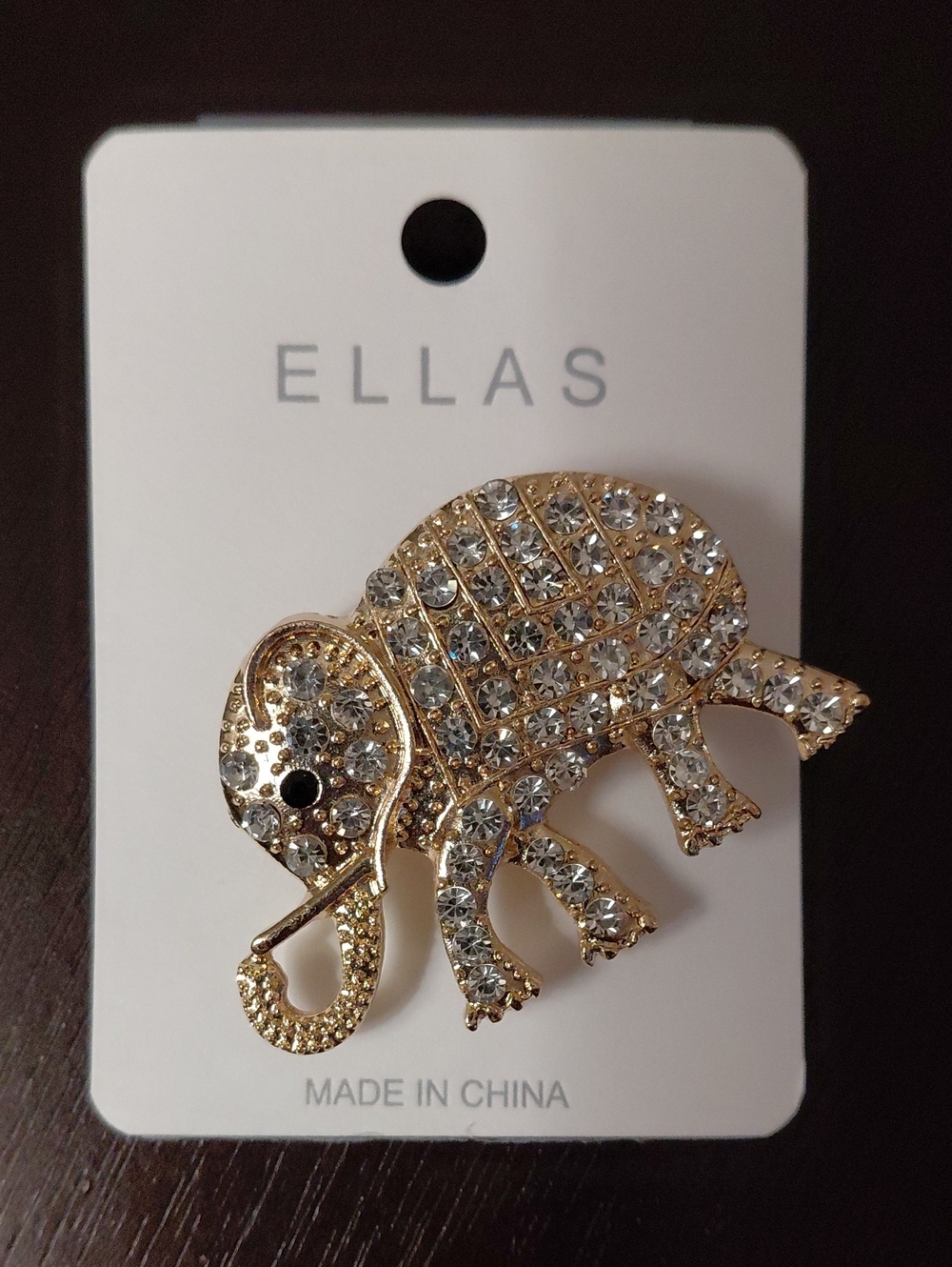 Ella Gold Elephant Rhinestone Brooch. New!